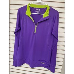 Cruel Women's 1/4 Zip Pullover Top Purple/Green Size L Long Sleeve Casual